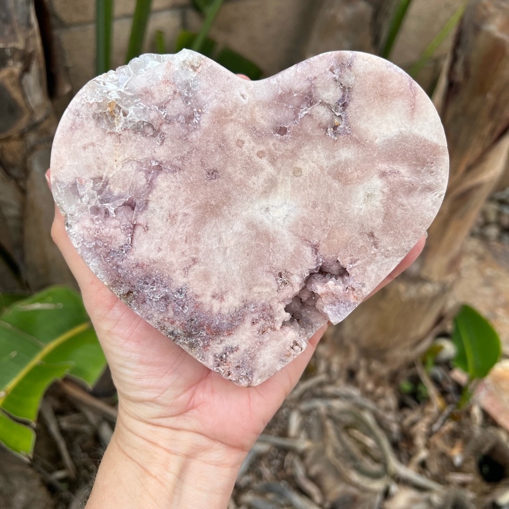 Stunning  Pink Amethyst Quartz Crystal Purple Amethyst Druzy Heart